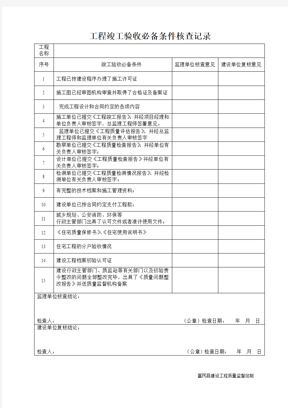 竣工资料审查意见