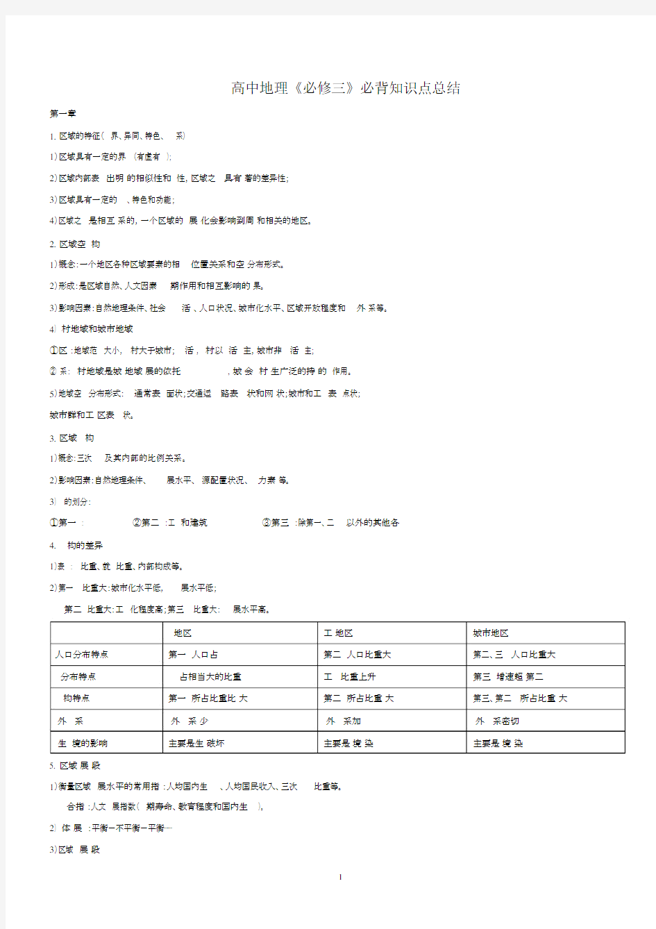 湘教版高中地理必修三必背知识点.docx