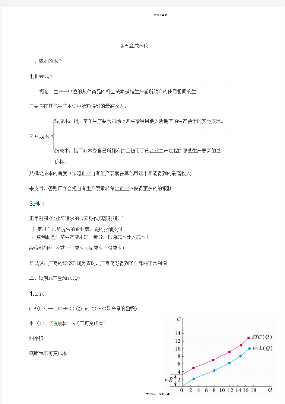 高鸿业微观经济学复习笔记第五章成本论