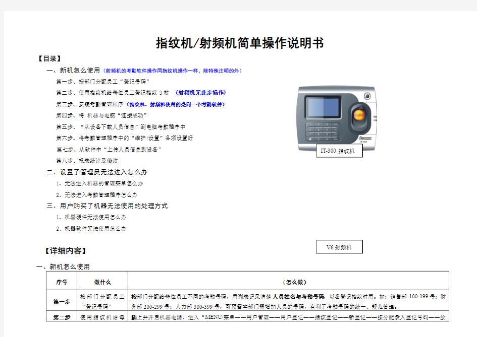 IT100指纹考勤机说明书