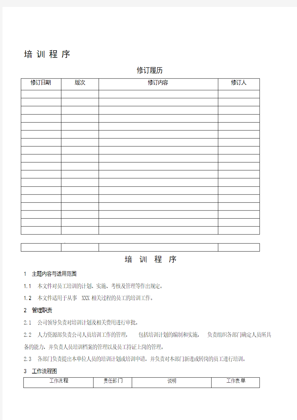 程序文件-培训管理程序