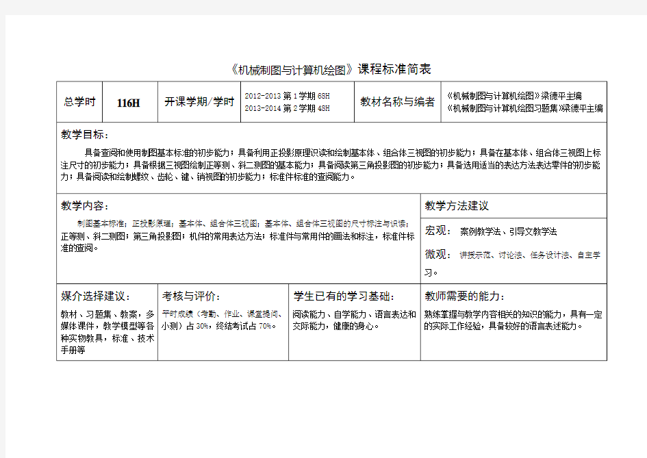 《计算机绘图(AutoCAD)》教学计划