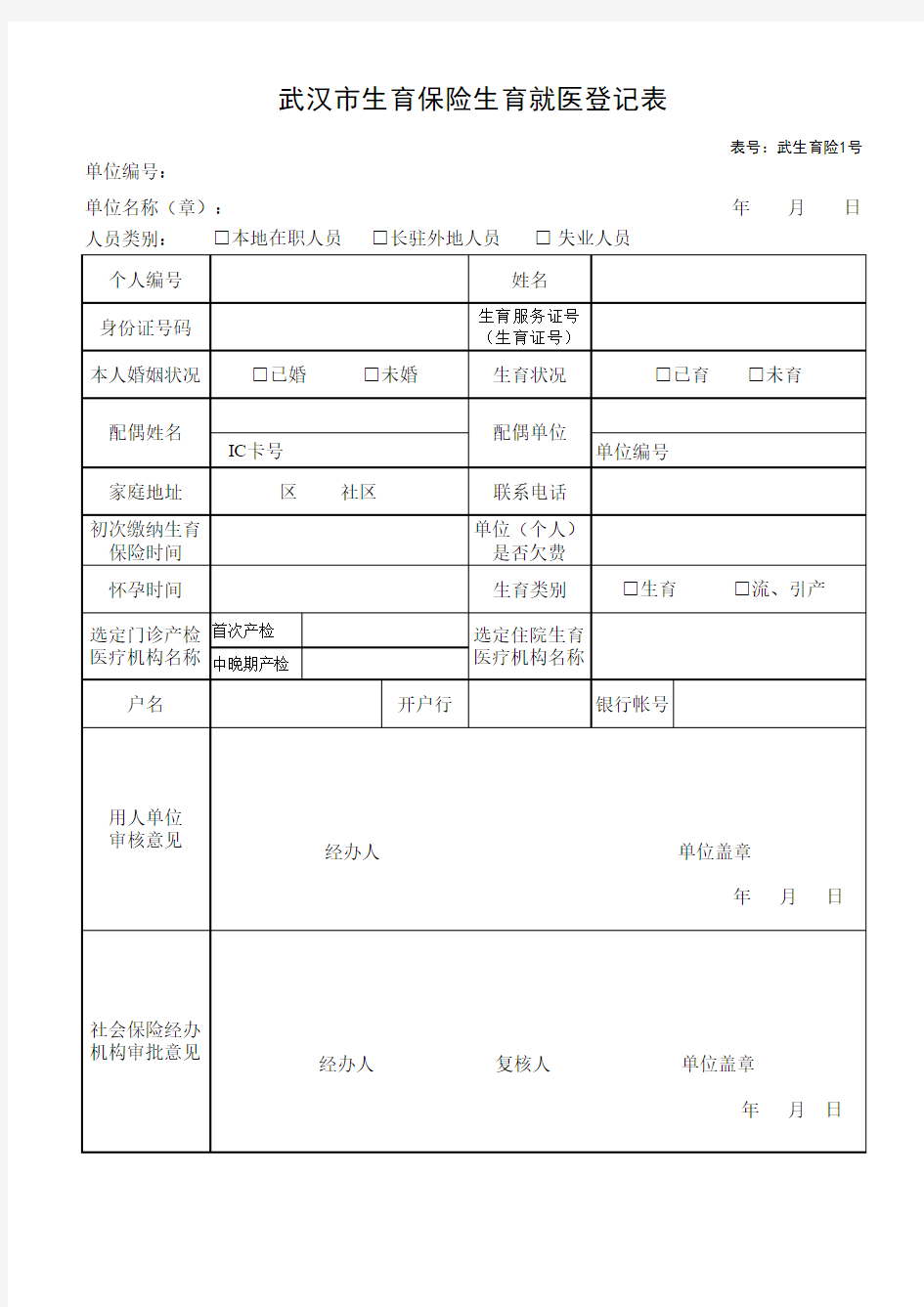 生育保险表格