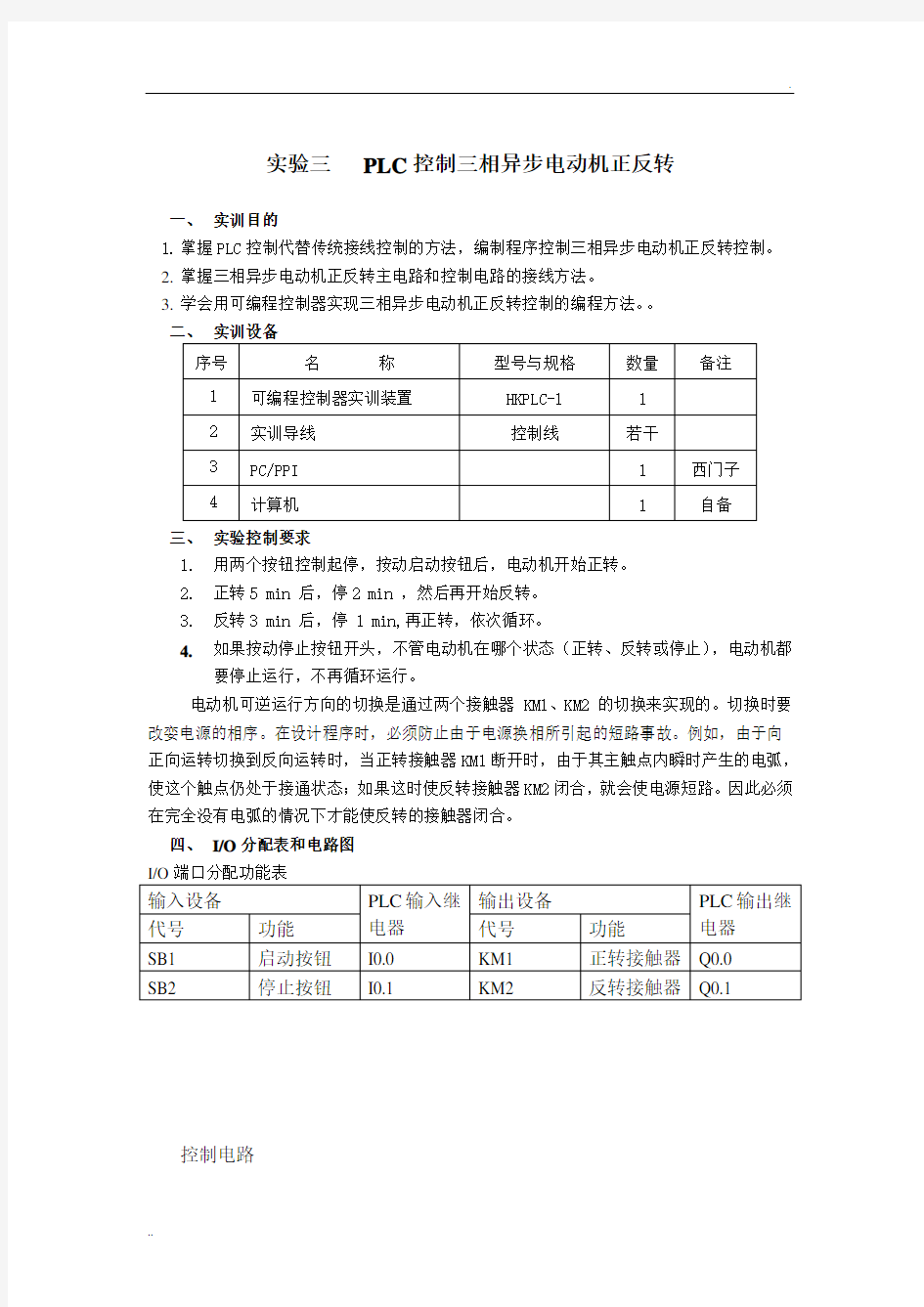 PLC控制三相异步电动机正反转