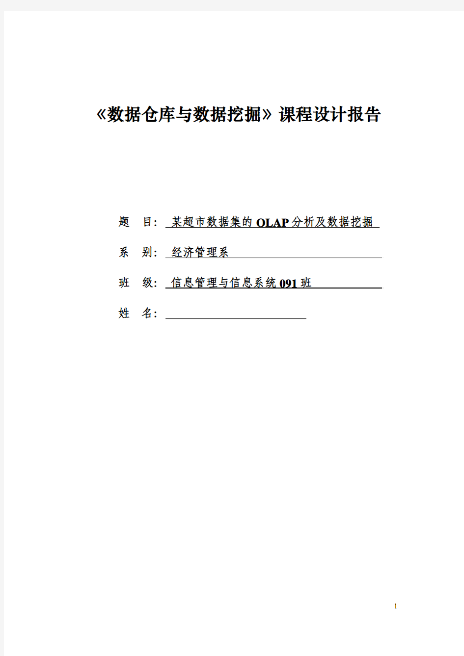 数据仓库与数据挖掘课程设计