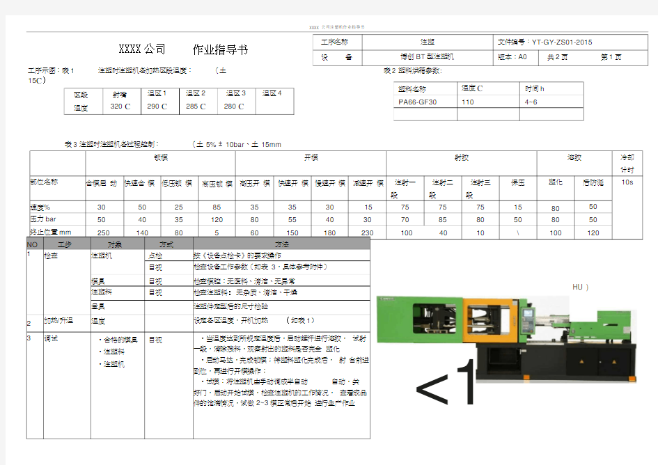 XXXX公司注塑机作业指导书