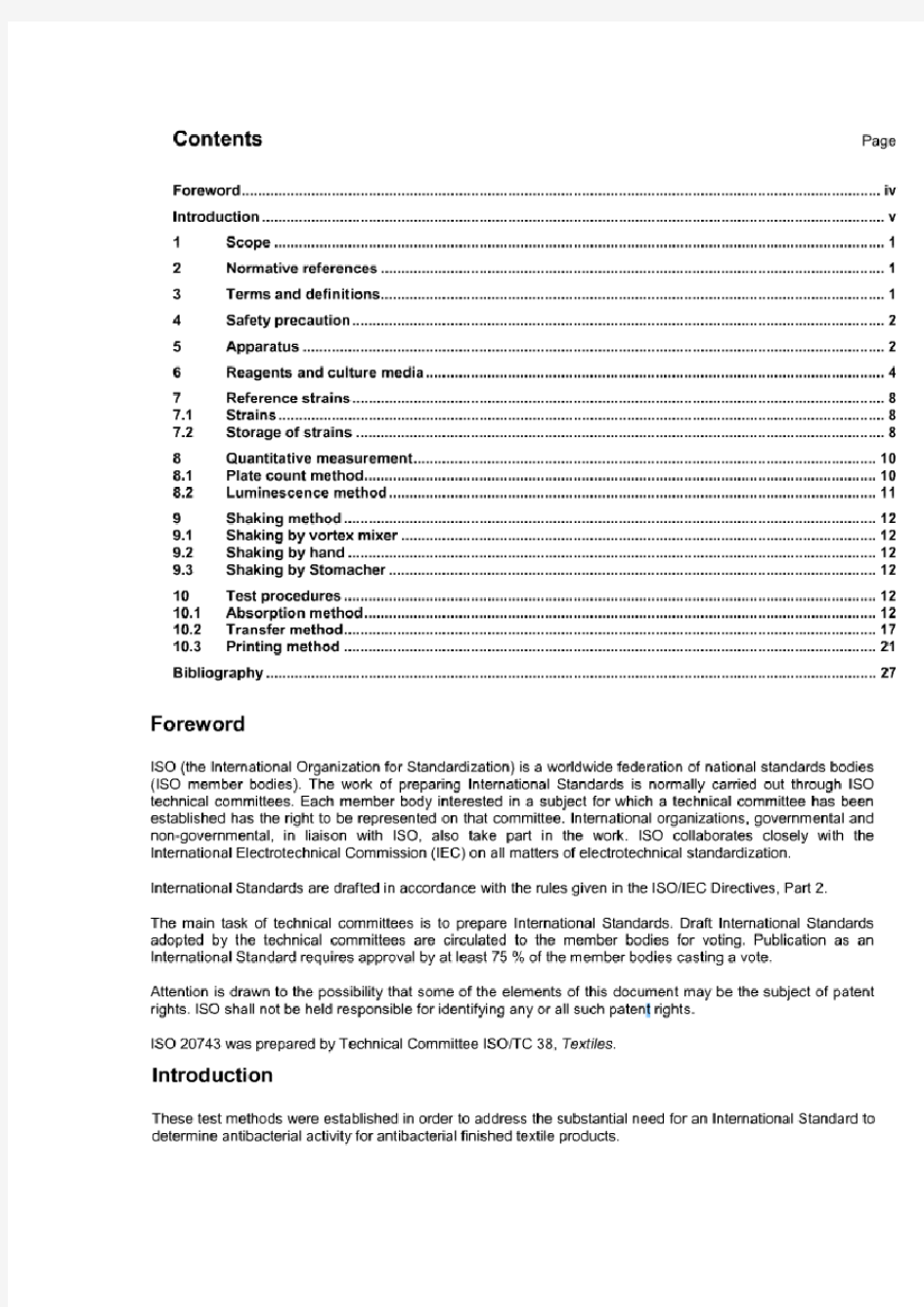 ISO 20743 -2007 抗菌整理纺织品的抗菌性能测定 英文版