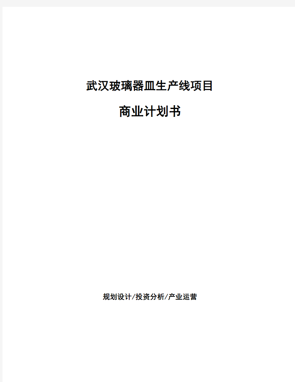 武汉玻璃器皿生产线项目商业计划书