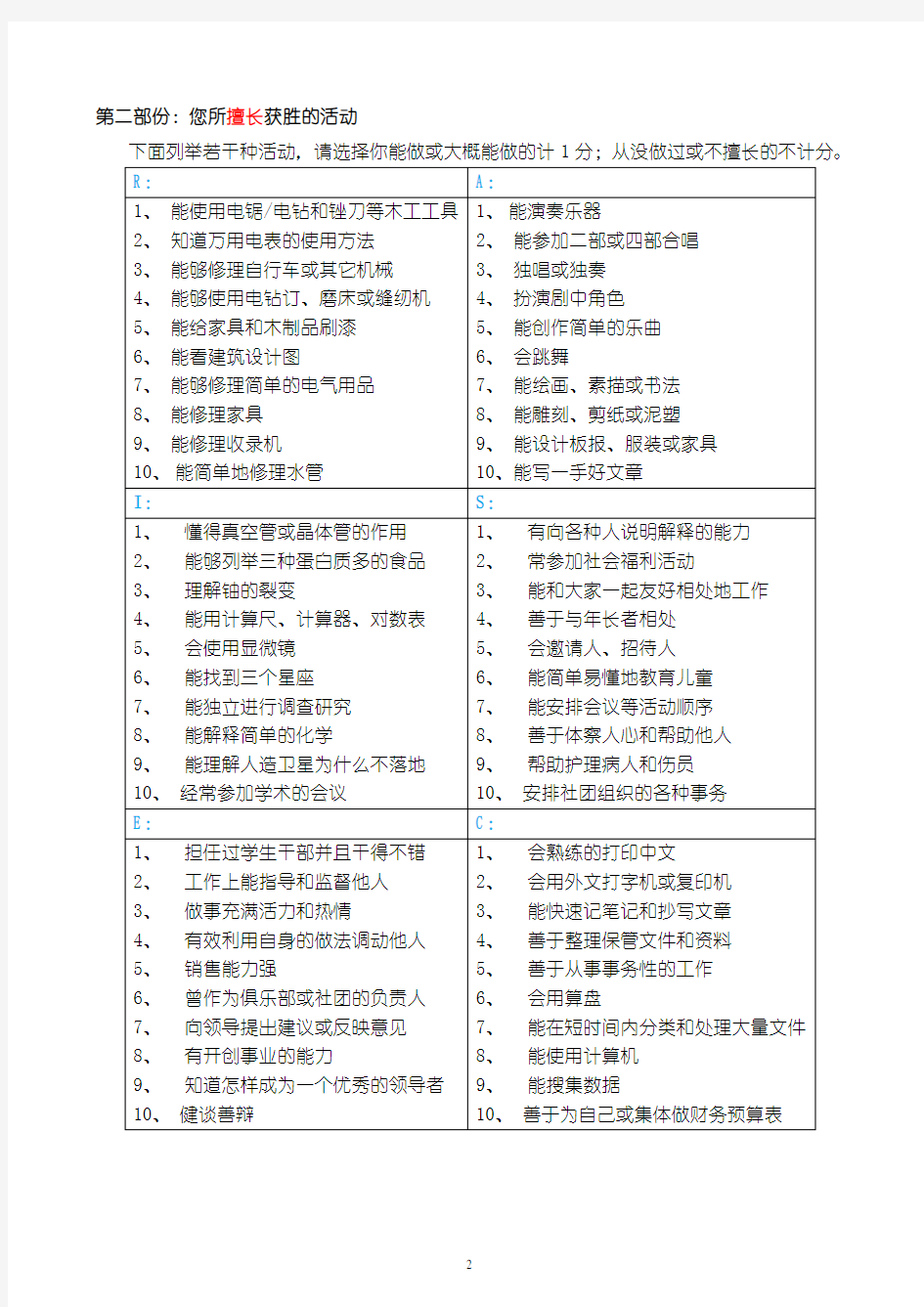 霍兰德职业兴趣测验(霍兰德代码)