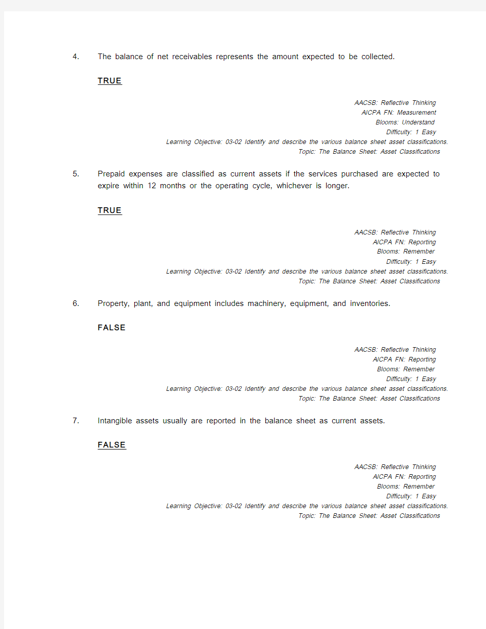 intermediated accounting 7th edition  testbank Chapter 3 题库