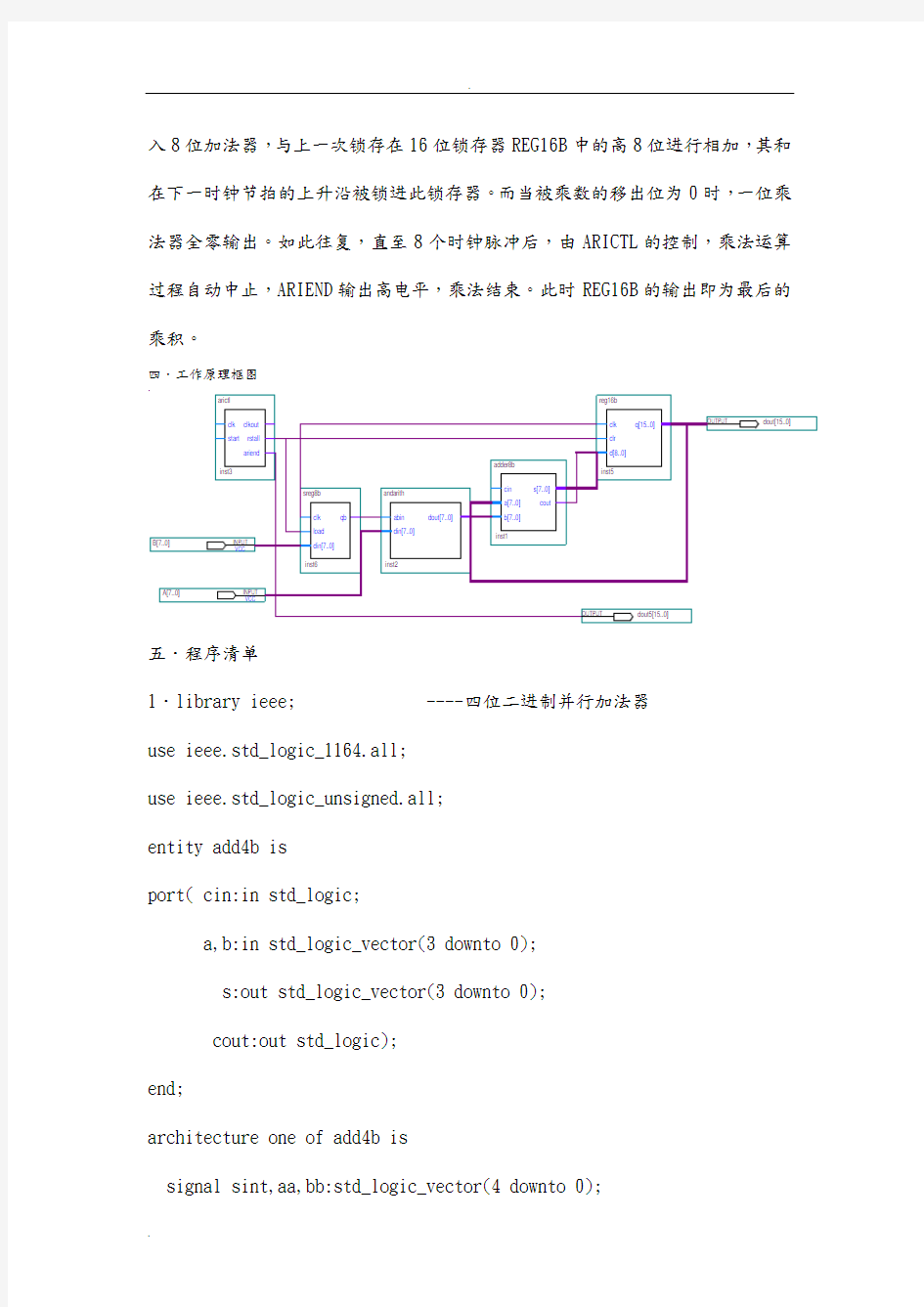 VHDL八位乘法器