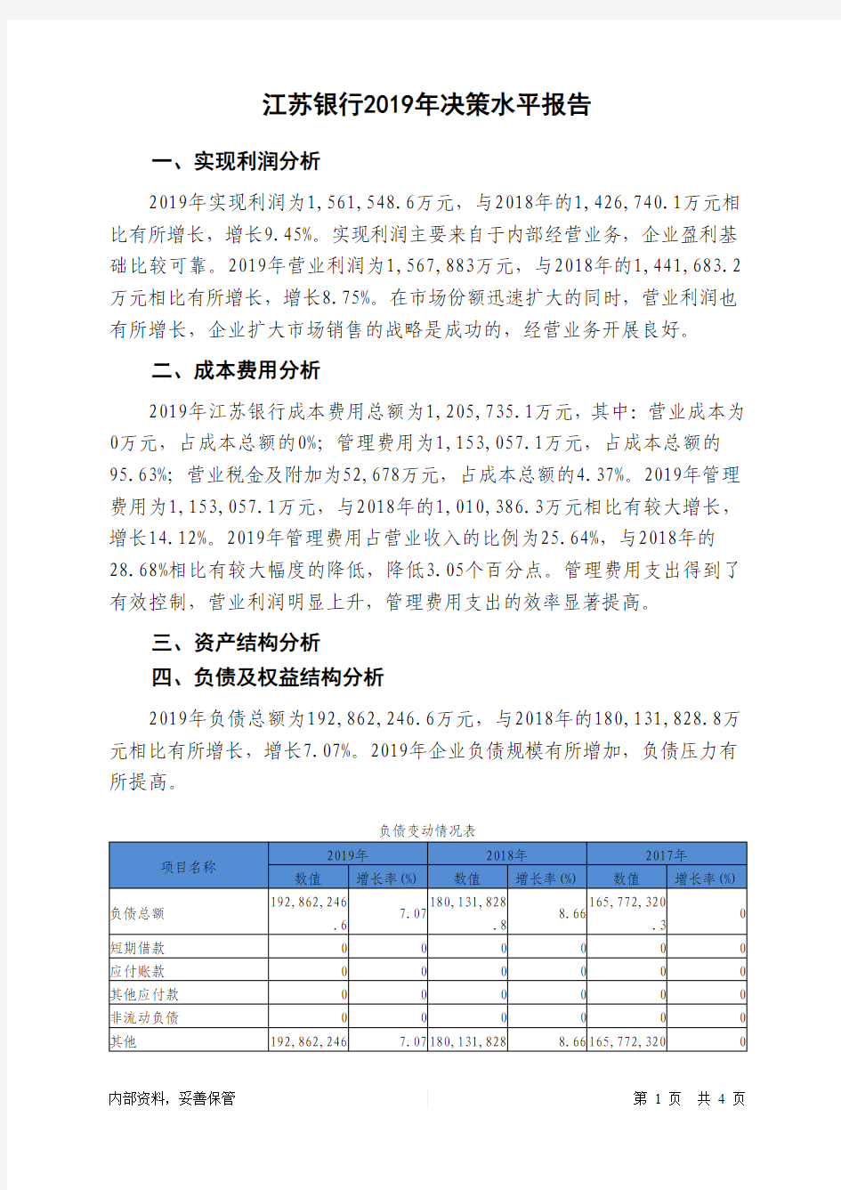 江苏银行2019年决策水平分析报告-智泽华