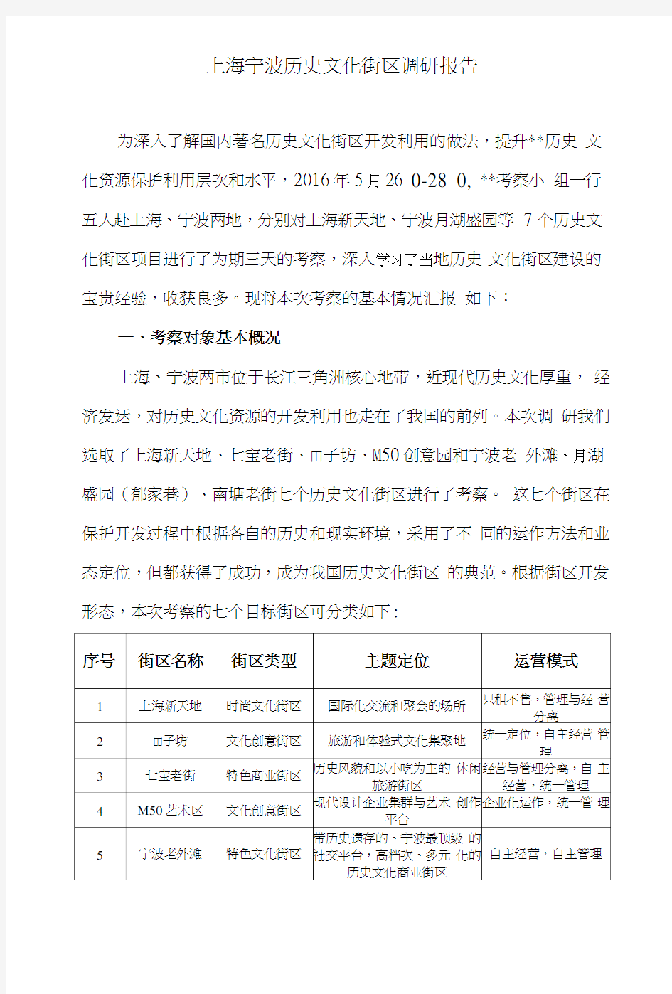 上海宁波历史文化街区调研报告