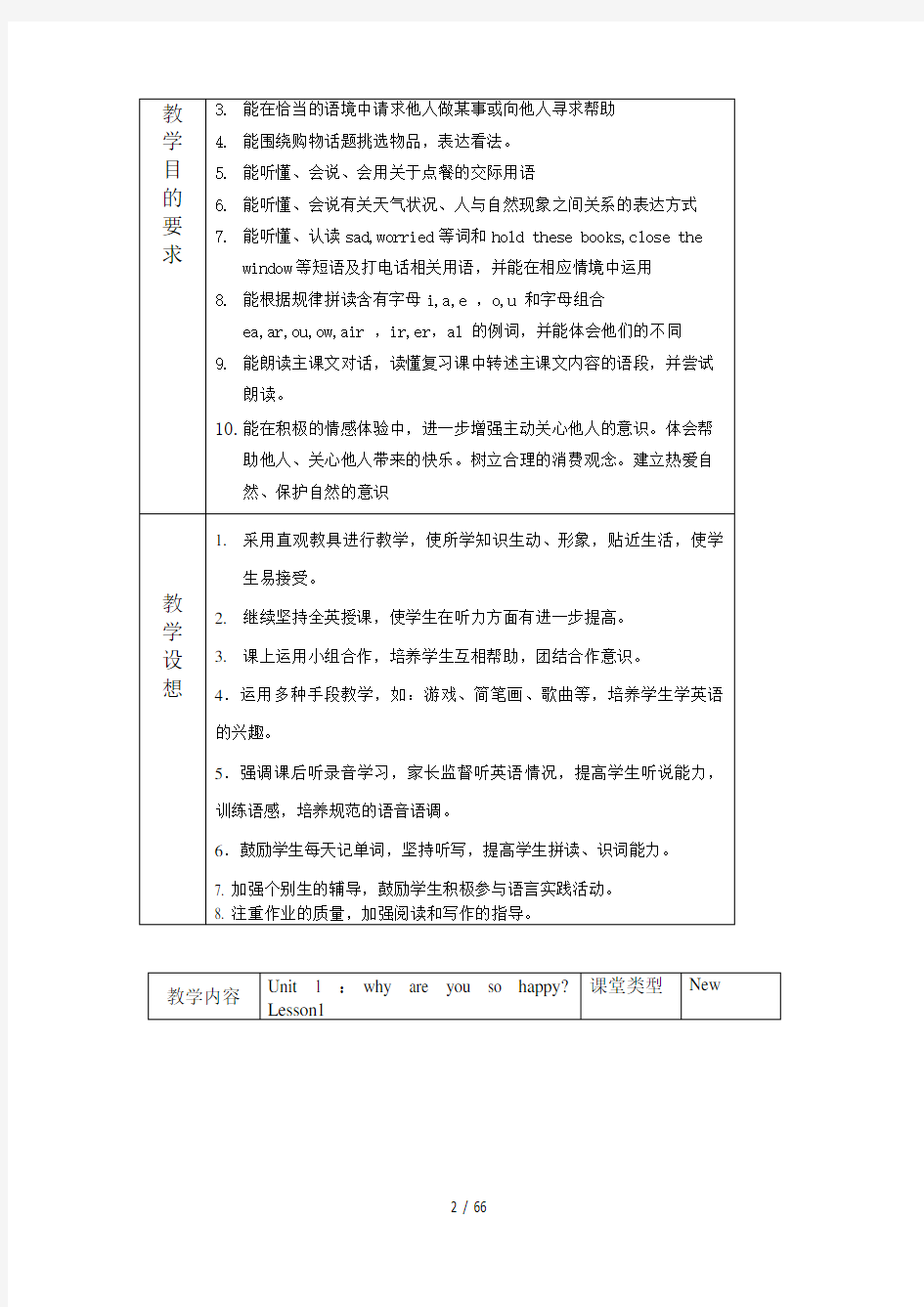 北京版小学英语四年级上册全教案