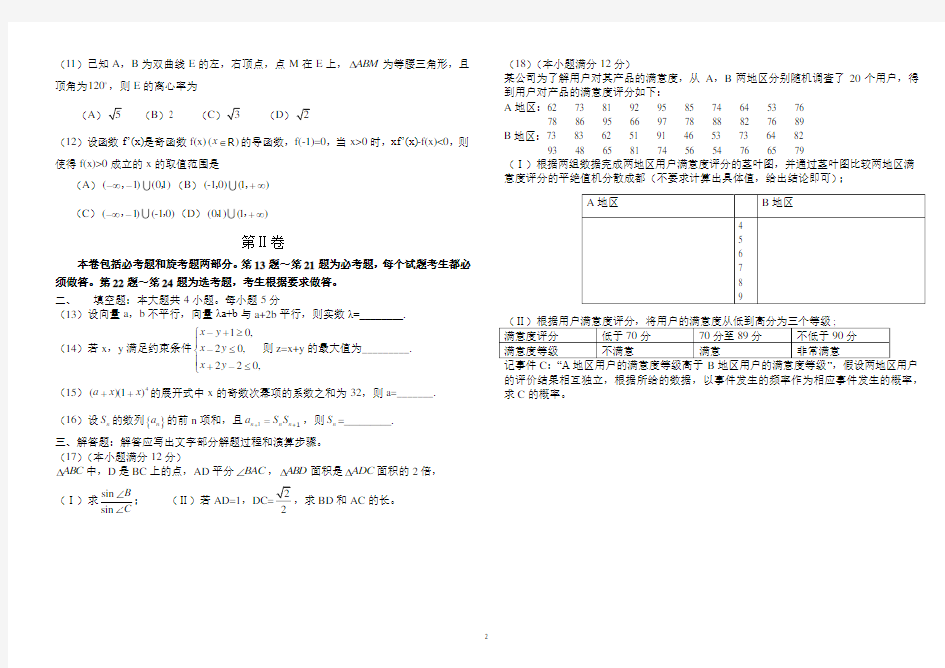 2015年高考新课标全国二卷数学理科(word版)(已排版)