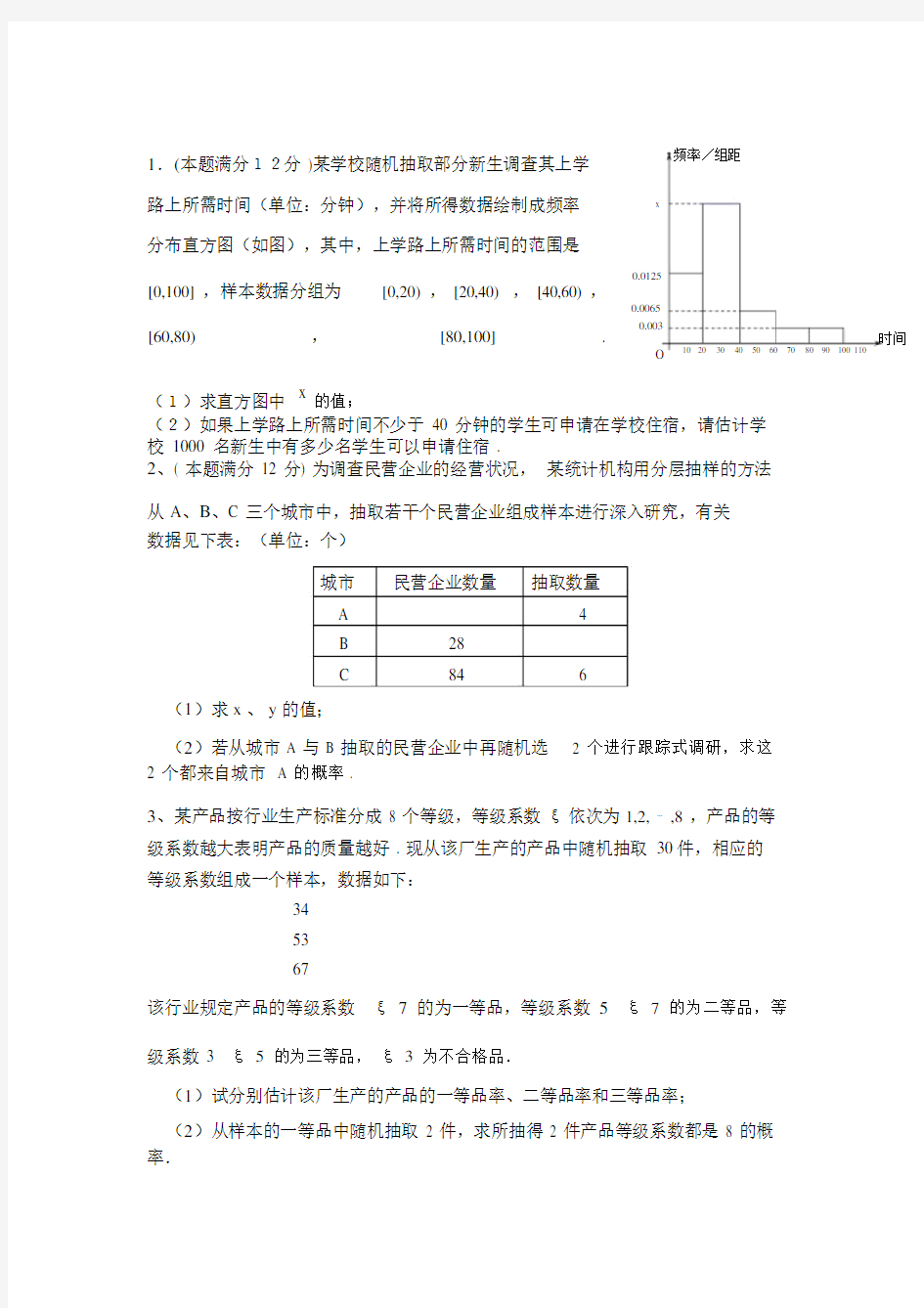 概率频率分布直方图练习题.doc