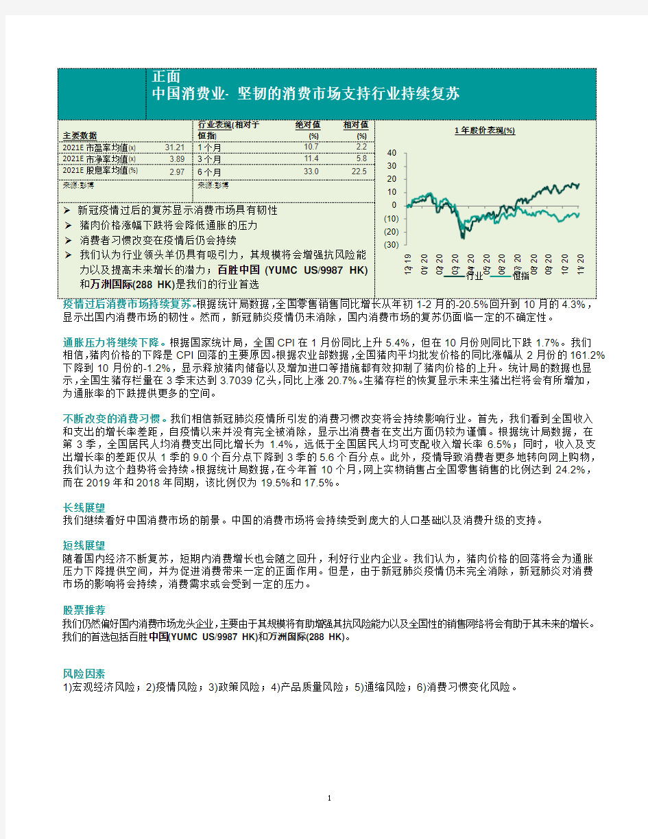 中国消费业2021年市场展望