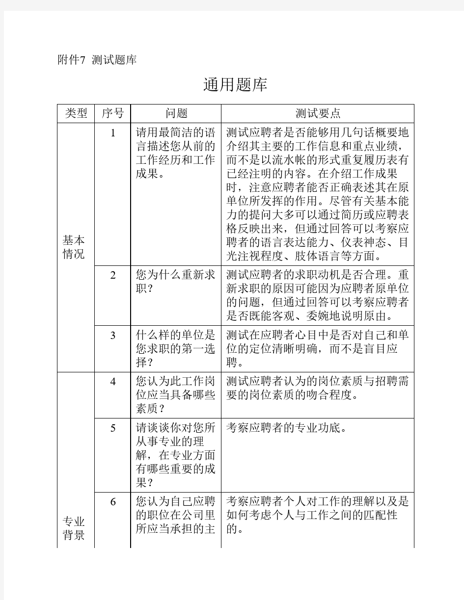 通用类面试题库