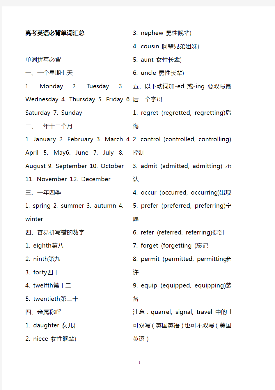 高考英语必背单词汇总