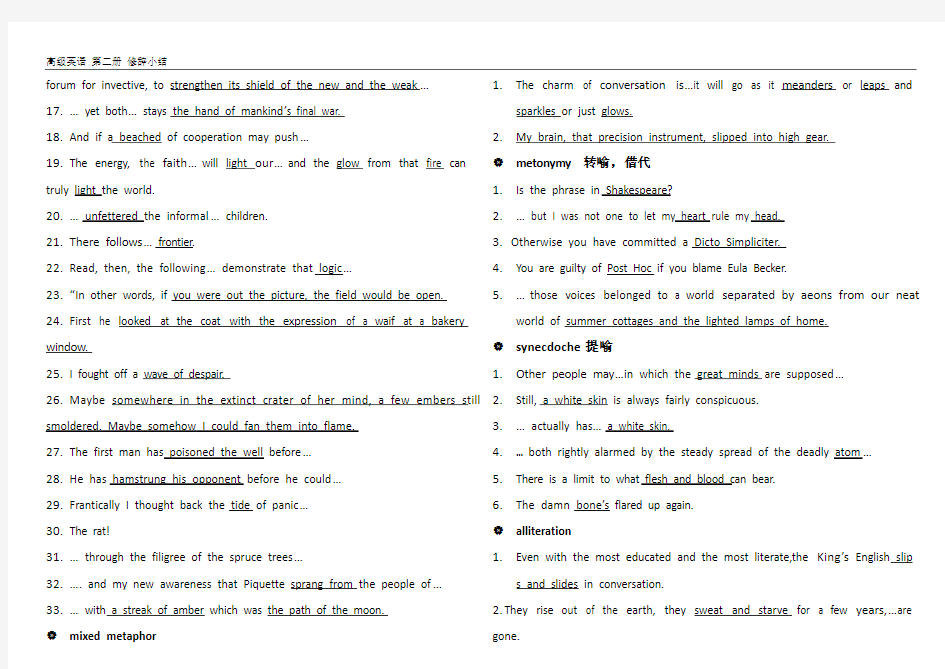 高级英语(2)修辞格汇总