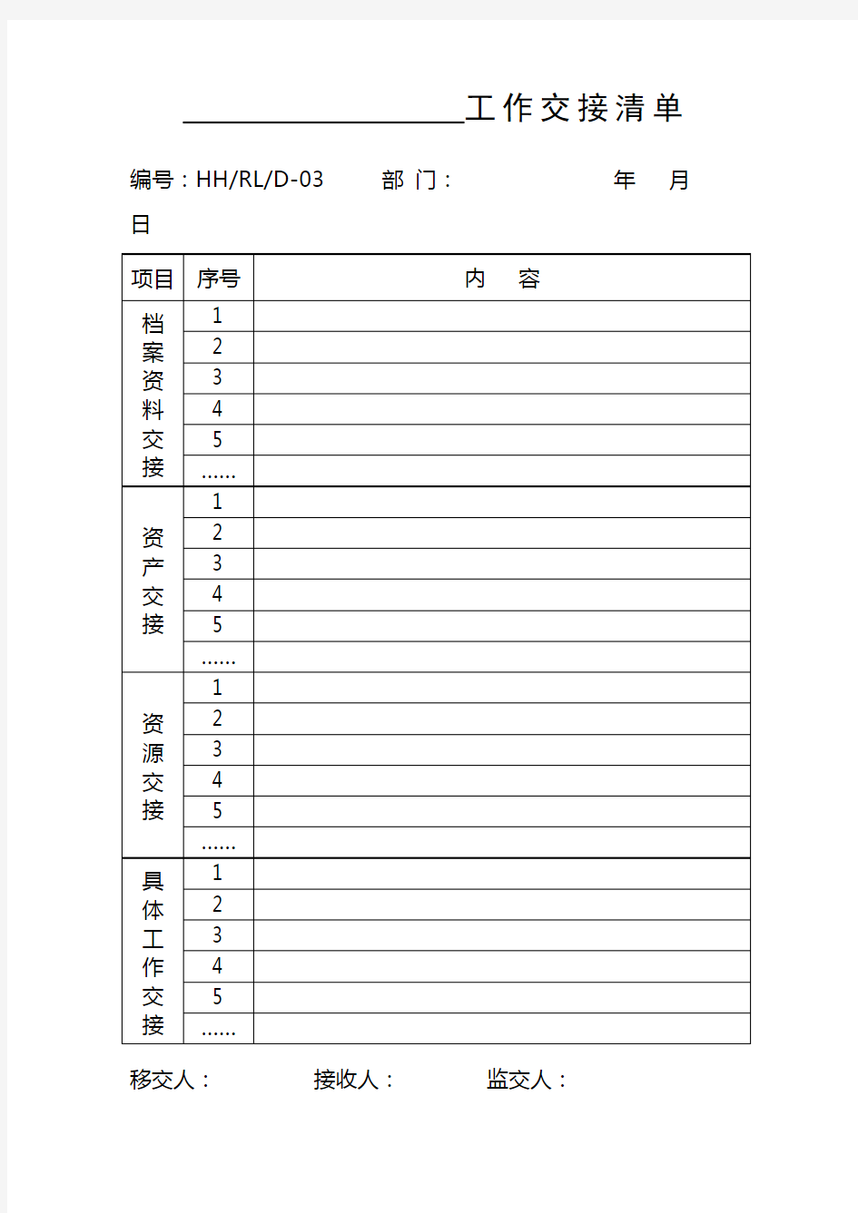 工作交接清单(新版)