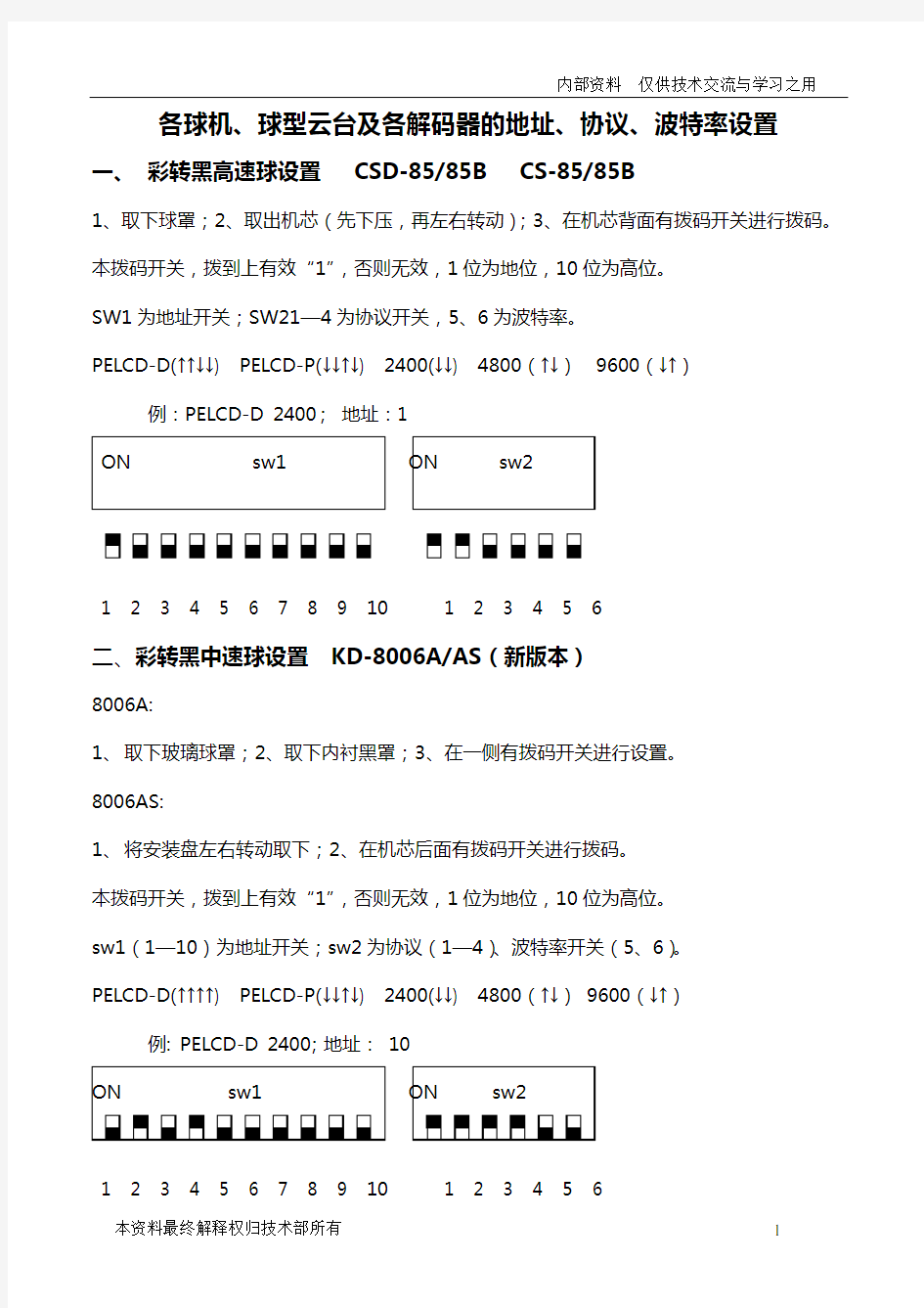 球机云台设置资料