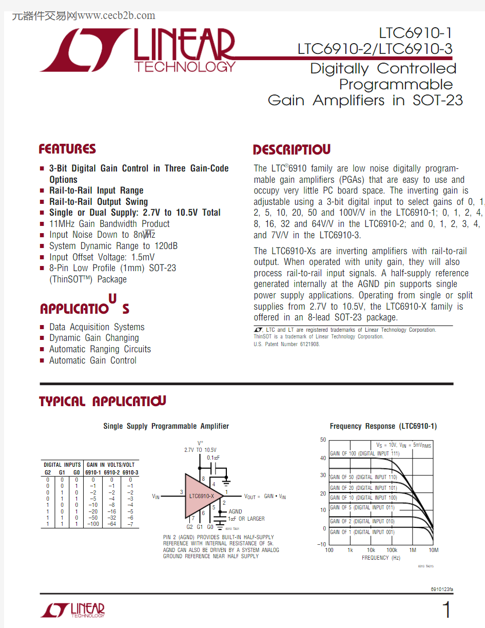 LTC6910-1CTS8中文资料