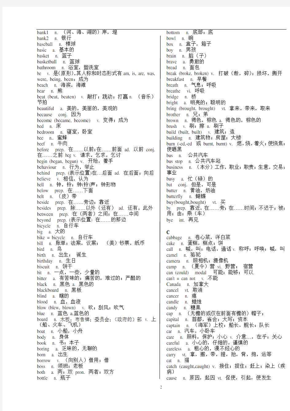 中考英语词汇表(1600词汇+词组)