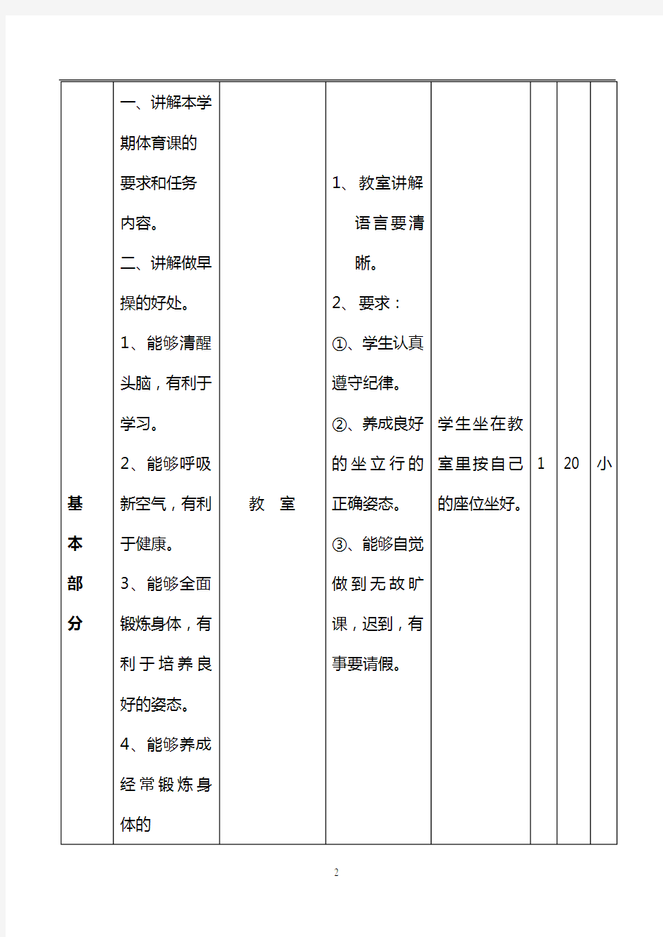 二年级下册体育全套教案