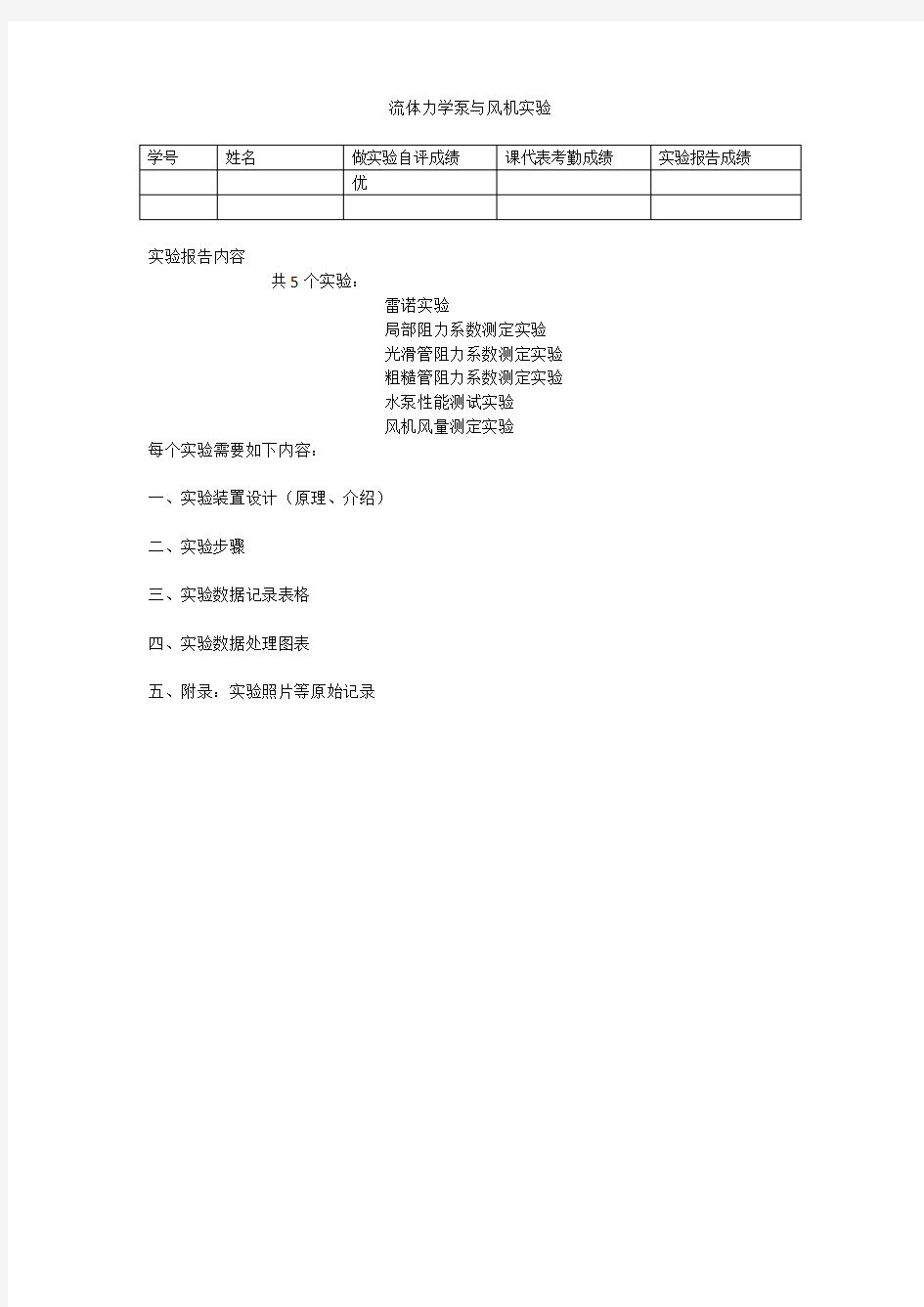 广东工业大学流体力学实验报告