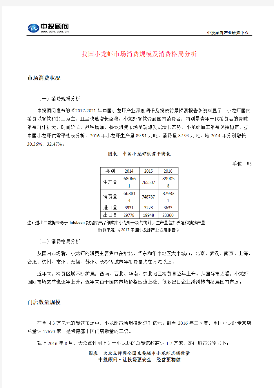 我国小龙虾市场消费规模及消费格局分析