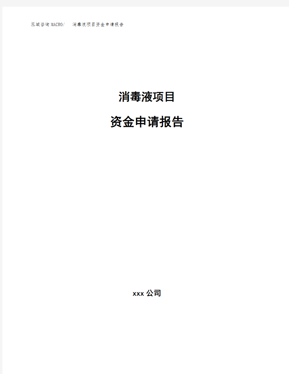 消毒液项目资金申请报告