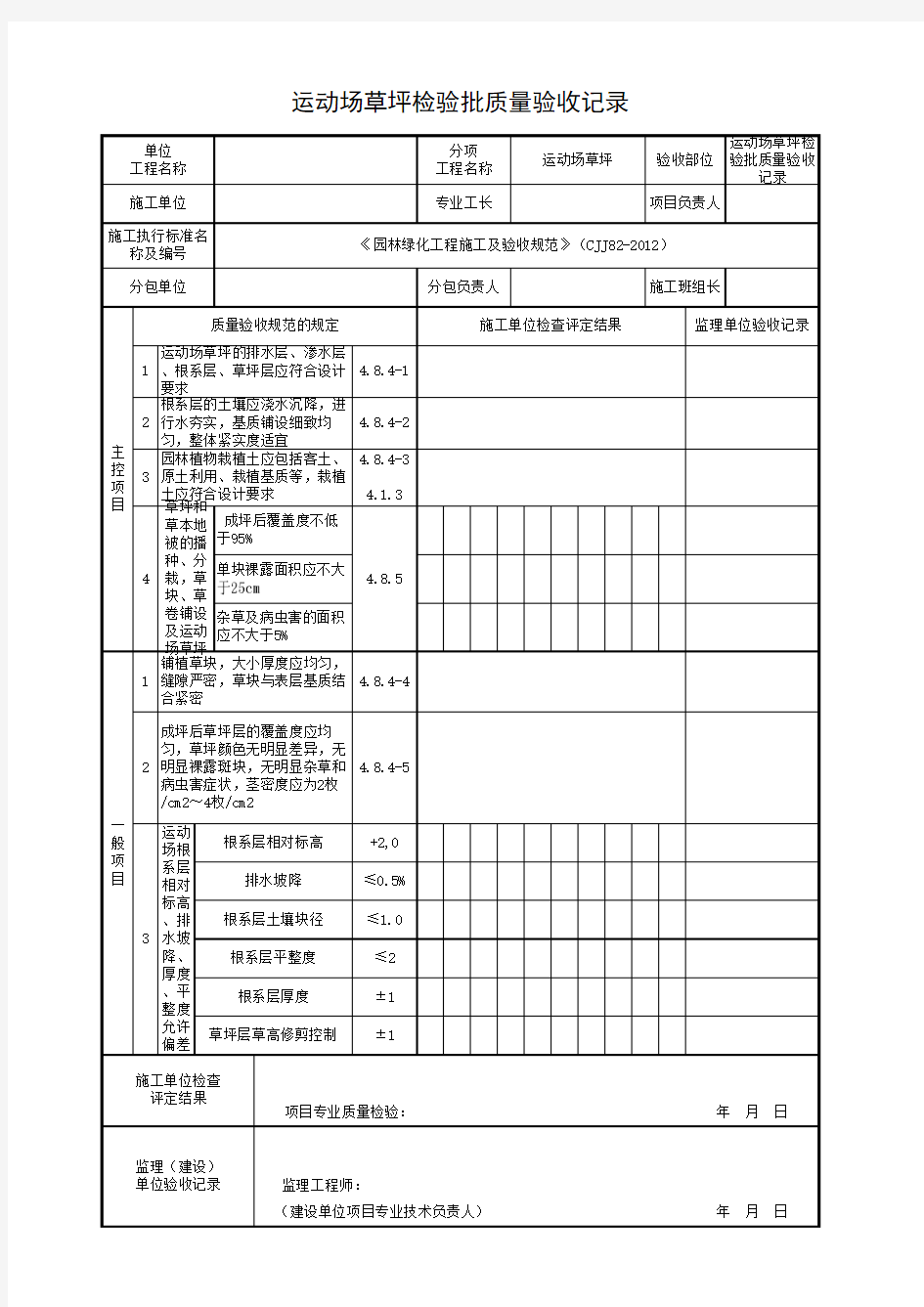 运动场草坪检验批质量验收记录.xls