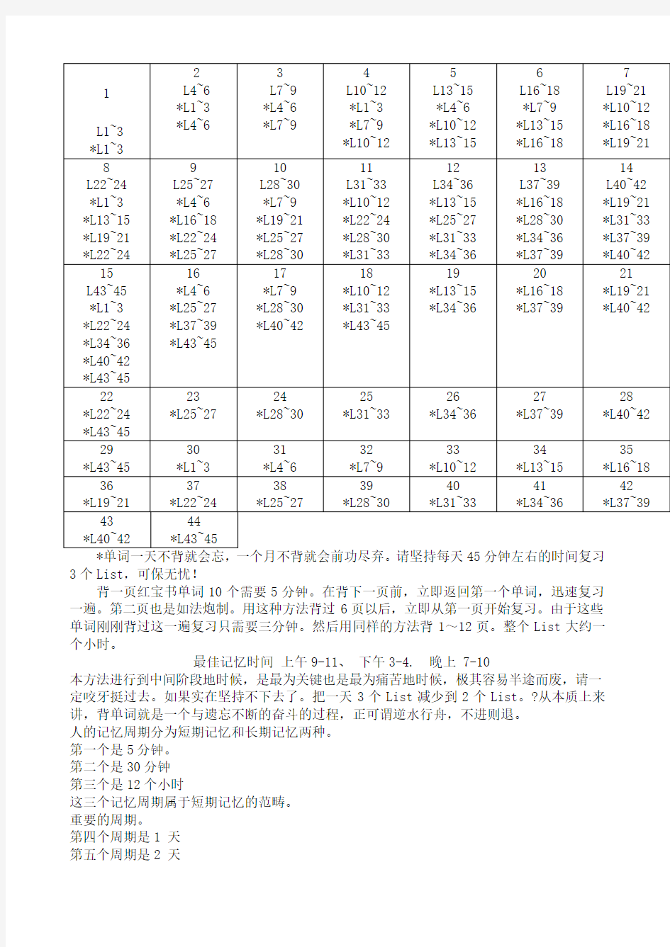 天TOEFL词汇红宝书记忆计划表