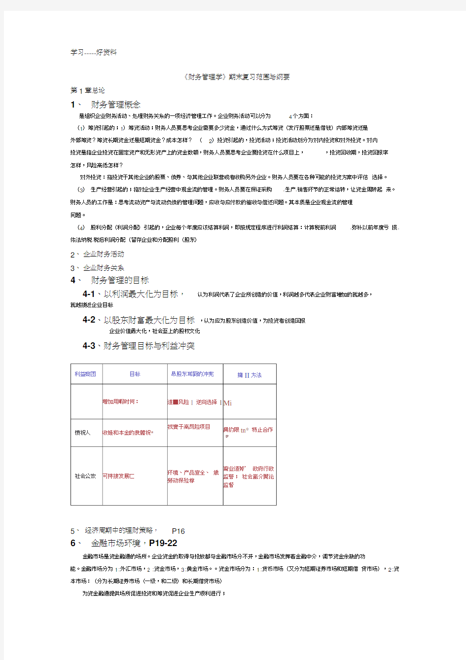 最新中国人大版财务管理学复习资料(全)