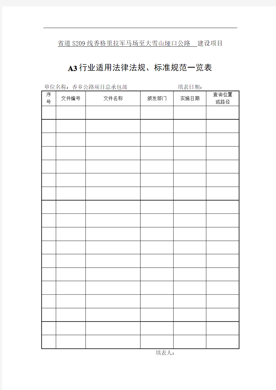 A3行业适用法律法规、标准规范一览表