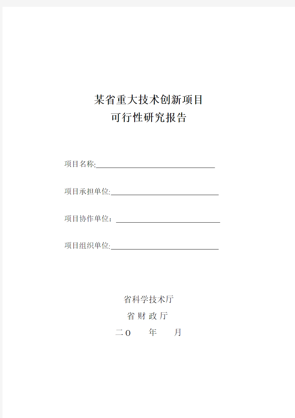 重大技术创新项目可行性研究报告格式