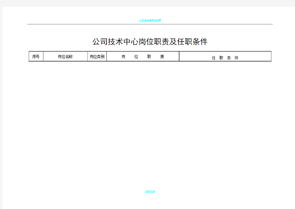 公司技术中心岗位职责及任职条件