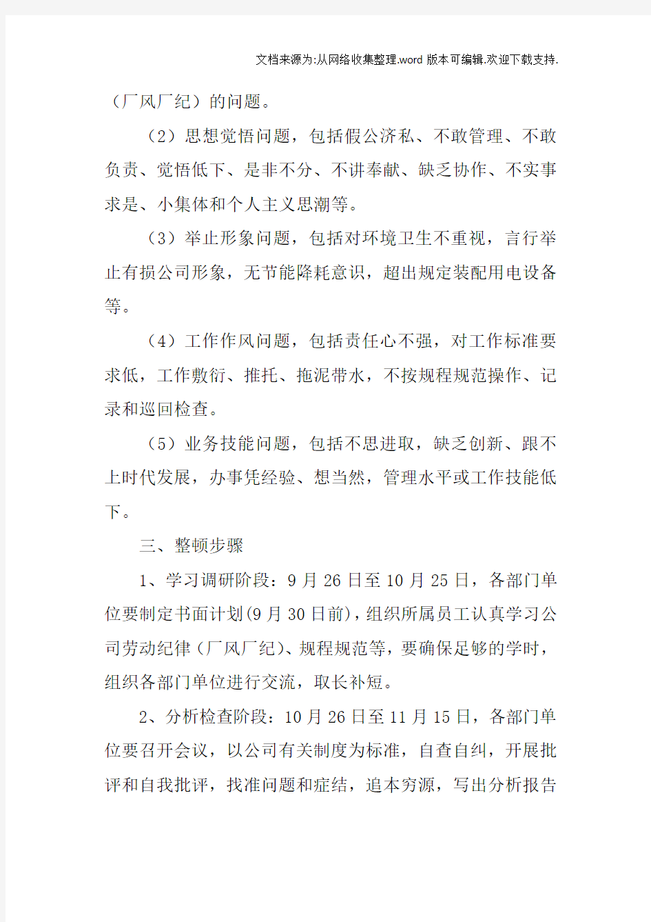 劳动纪律整改方案