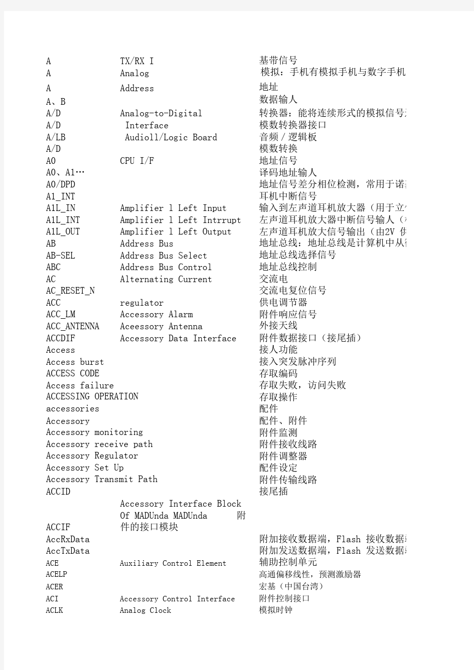 手机维修中英文翻译