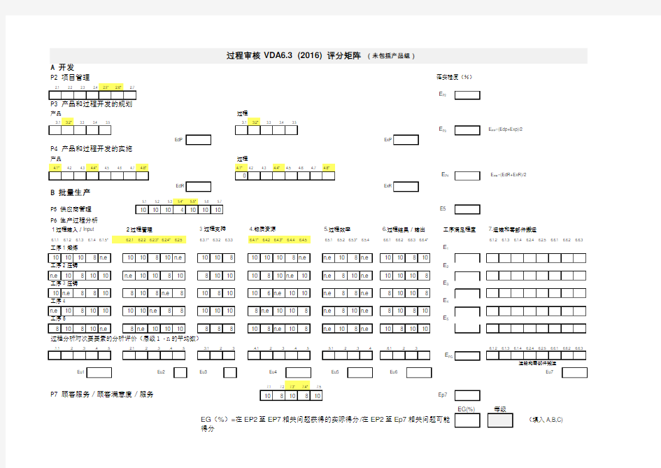 VDA6.3-2016评分矩阵