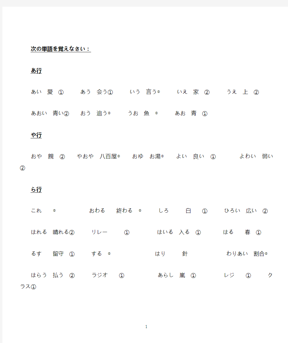 日语语音测试练习