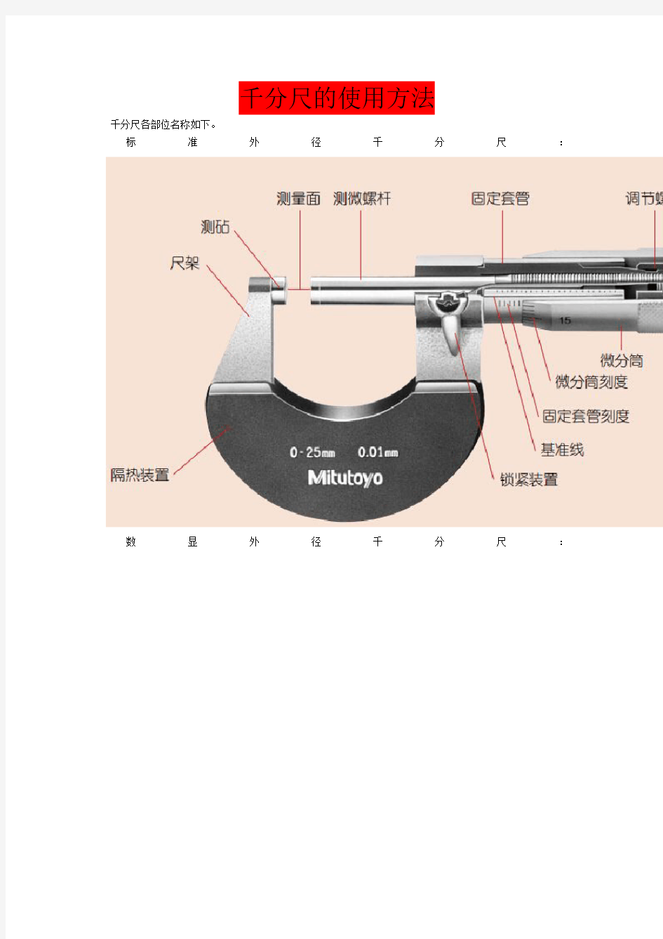 千分尺的使用方法