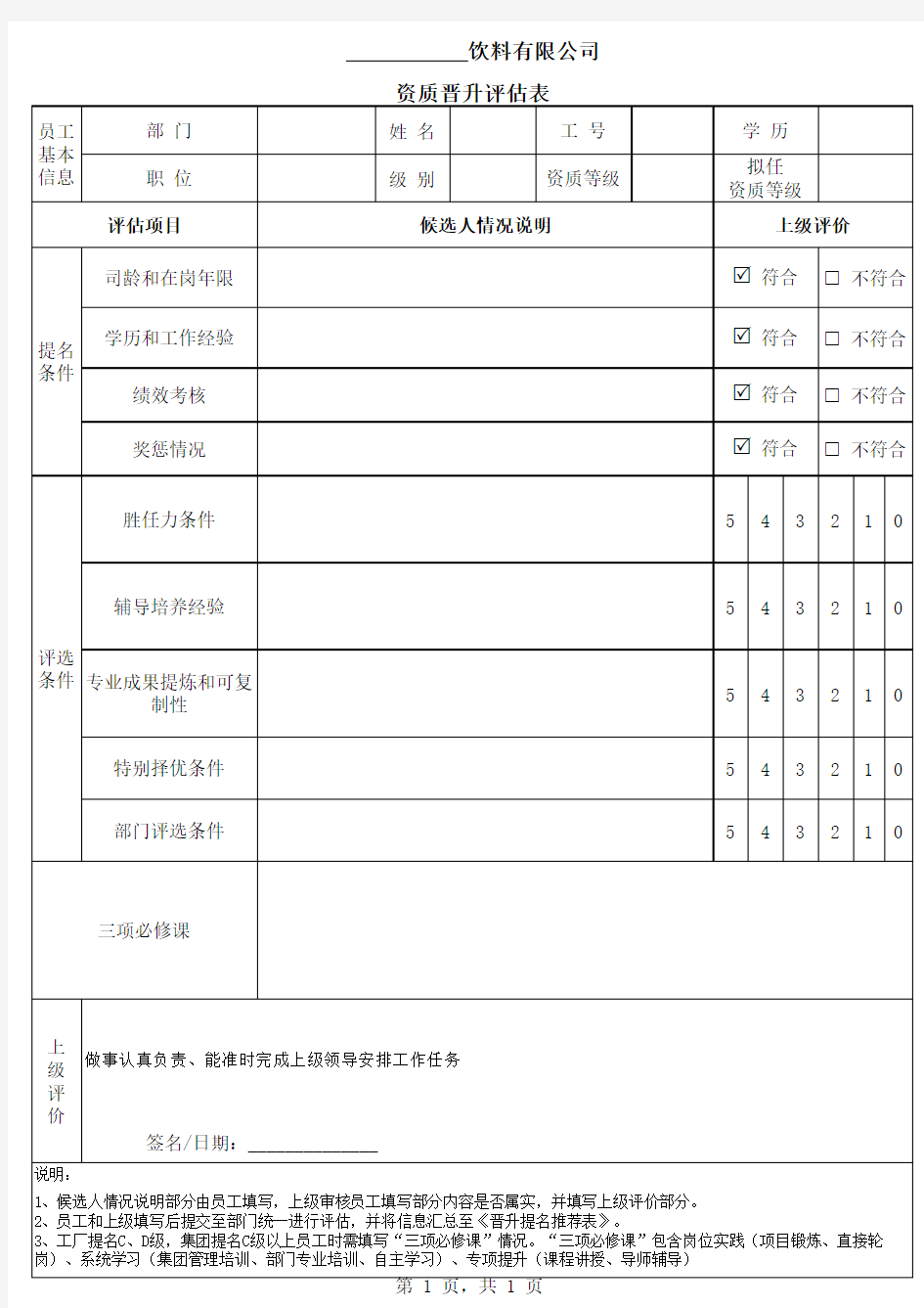 晋升相关表单