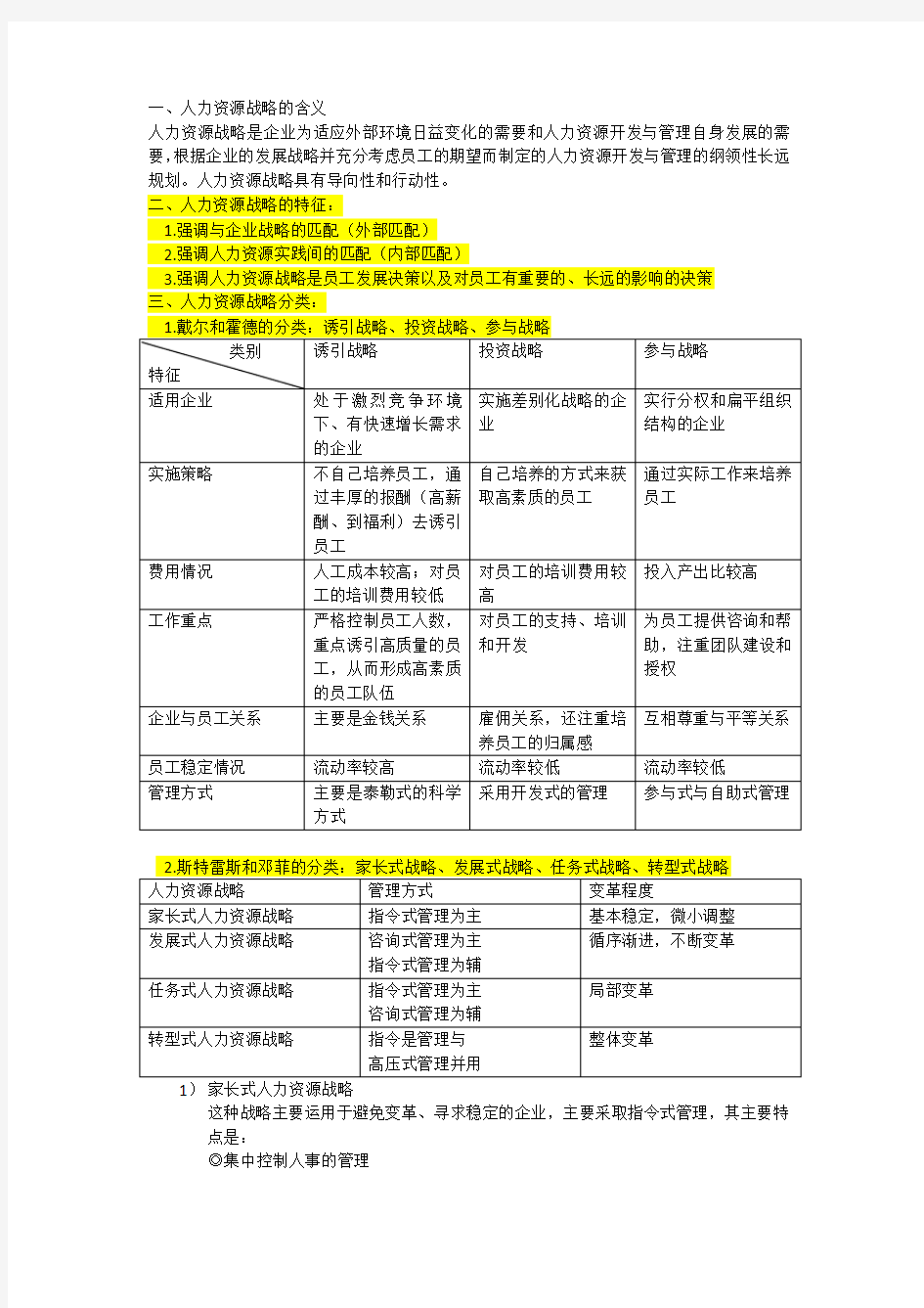 人力资源战略分类(整理)