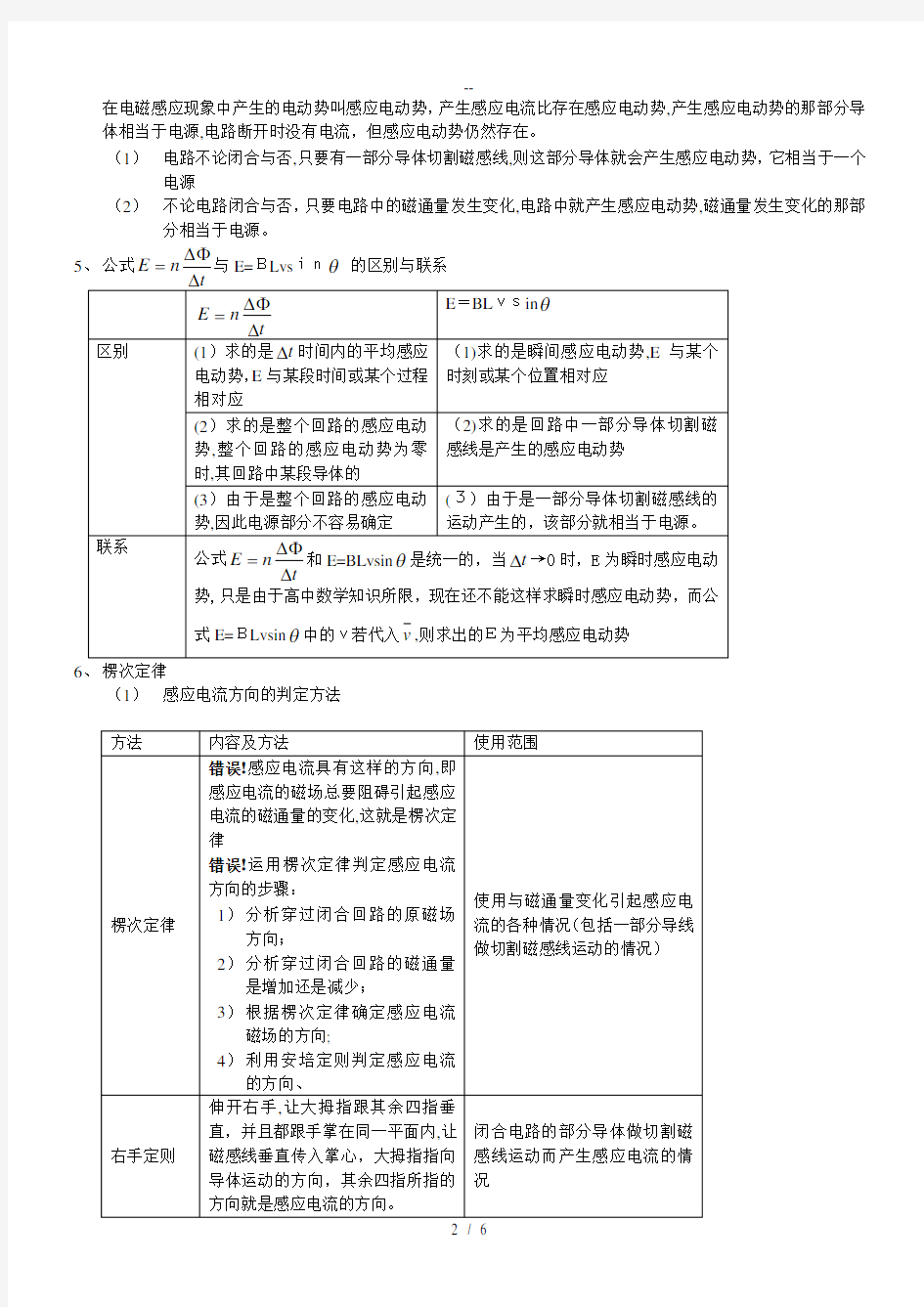 高中电磁感应知识点总结