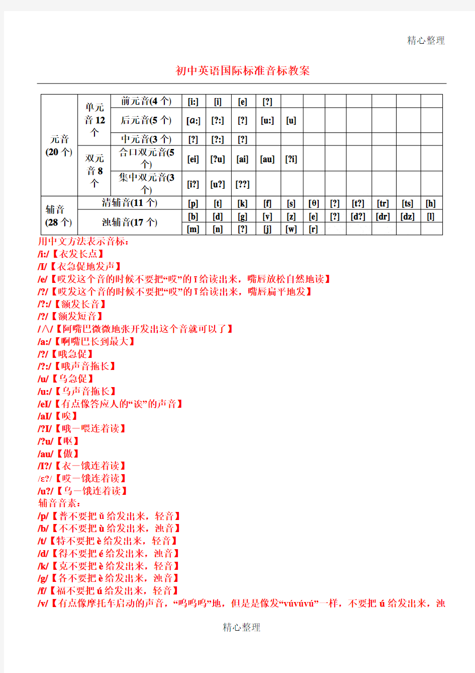 初中英语音标j教学教案大全