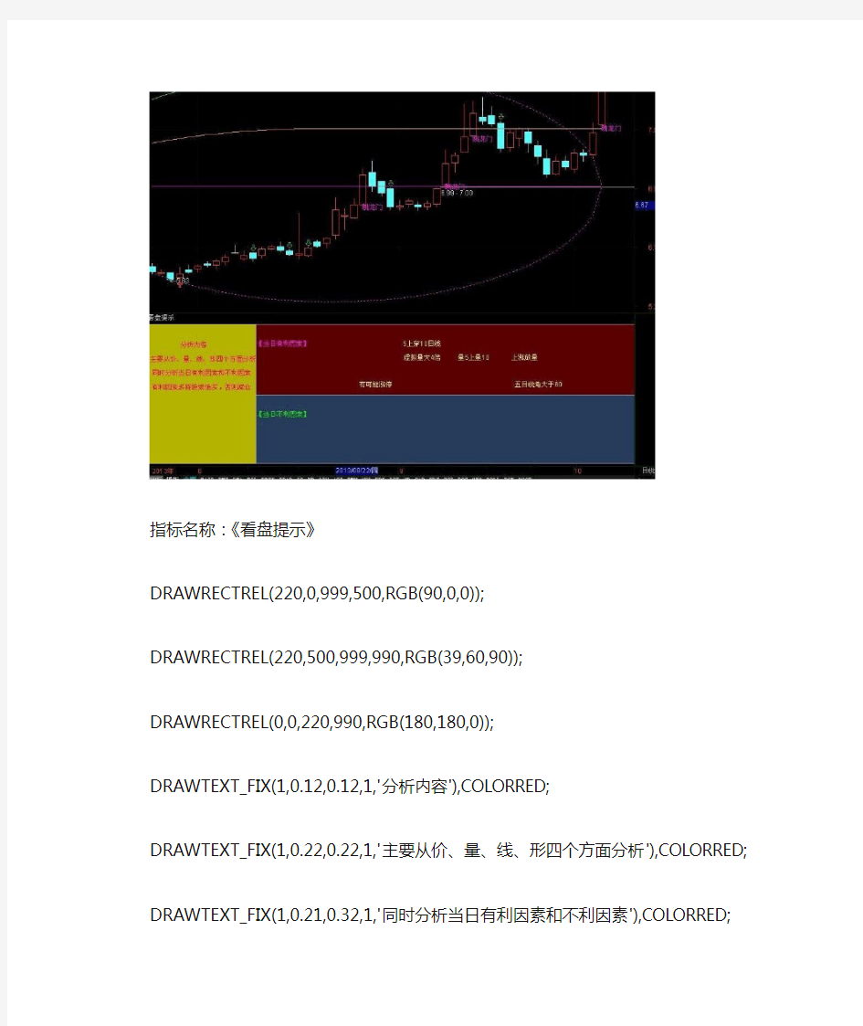 看盘提示通达信指标公式源码软件