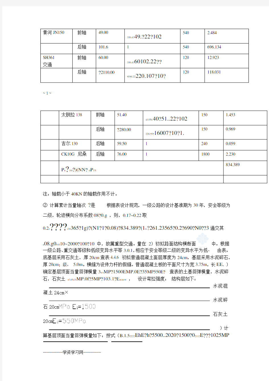 路面结构设计计算书有计算过程的