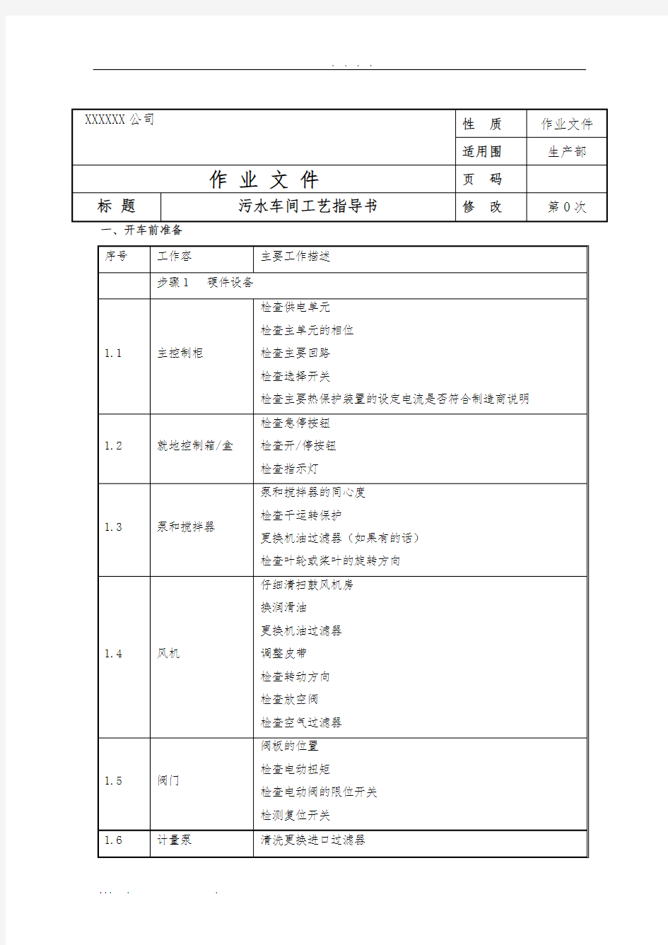 污水处理厂作业指导书